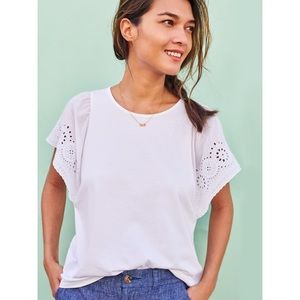 OLD NAVY Eyelet Flutter-Sleeve Jersey-Knit Top